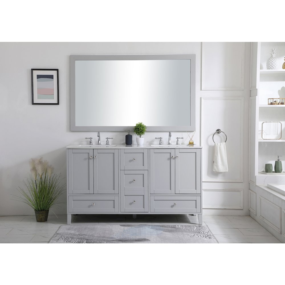 60 inch Double Bathroom Vanity in Grey