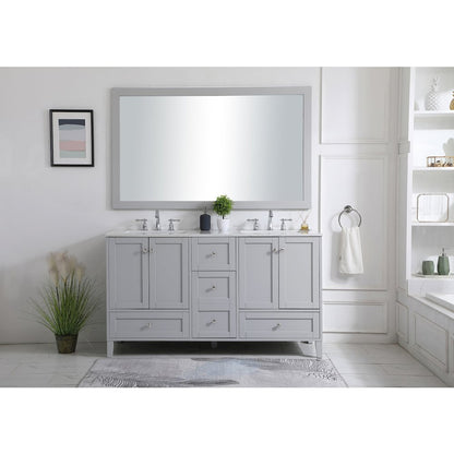 60 inch Double Bathroom Vanity in Grey