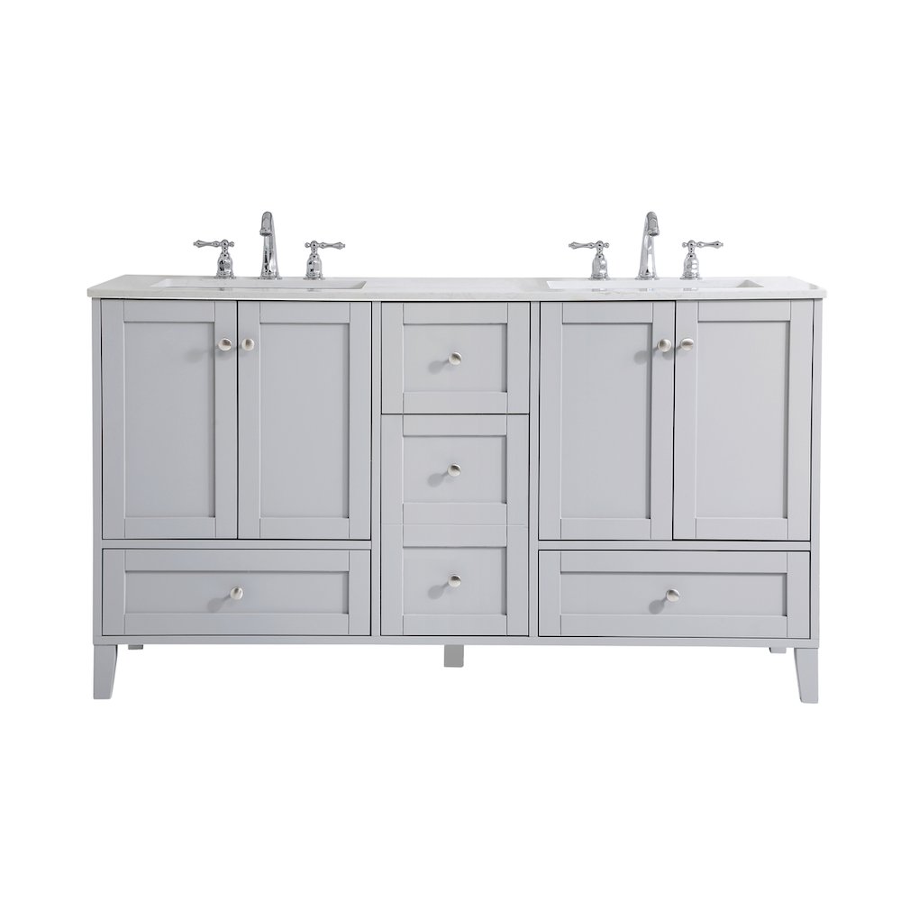 60 inch Double Bathroom Vanity in Grey