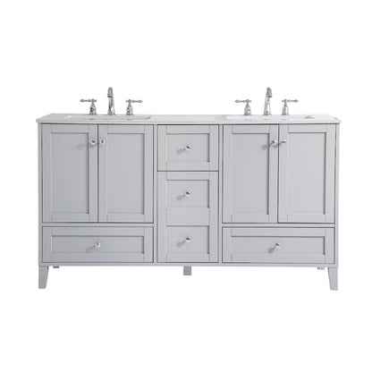 60 inch Double Bathroom Vanity in Grey