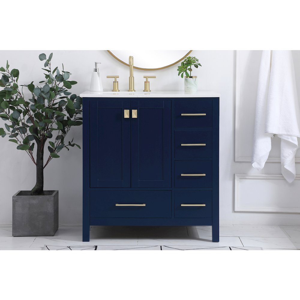 32 inch Single Bathroom Vanity in Blue