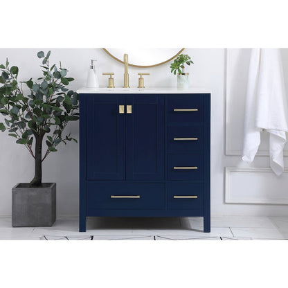32 inch Single Bathroom Vanity in Blue