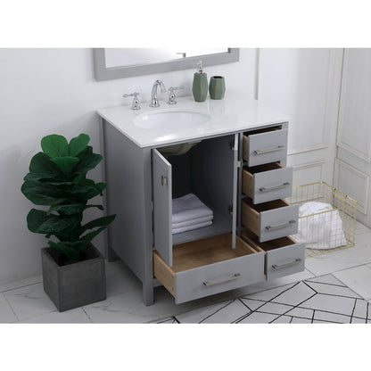 32 inch Single Bathroom Vanity in Gray