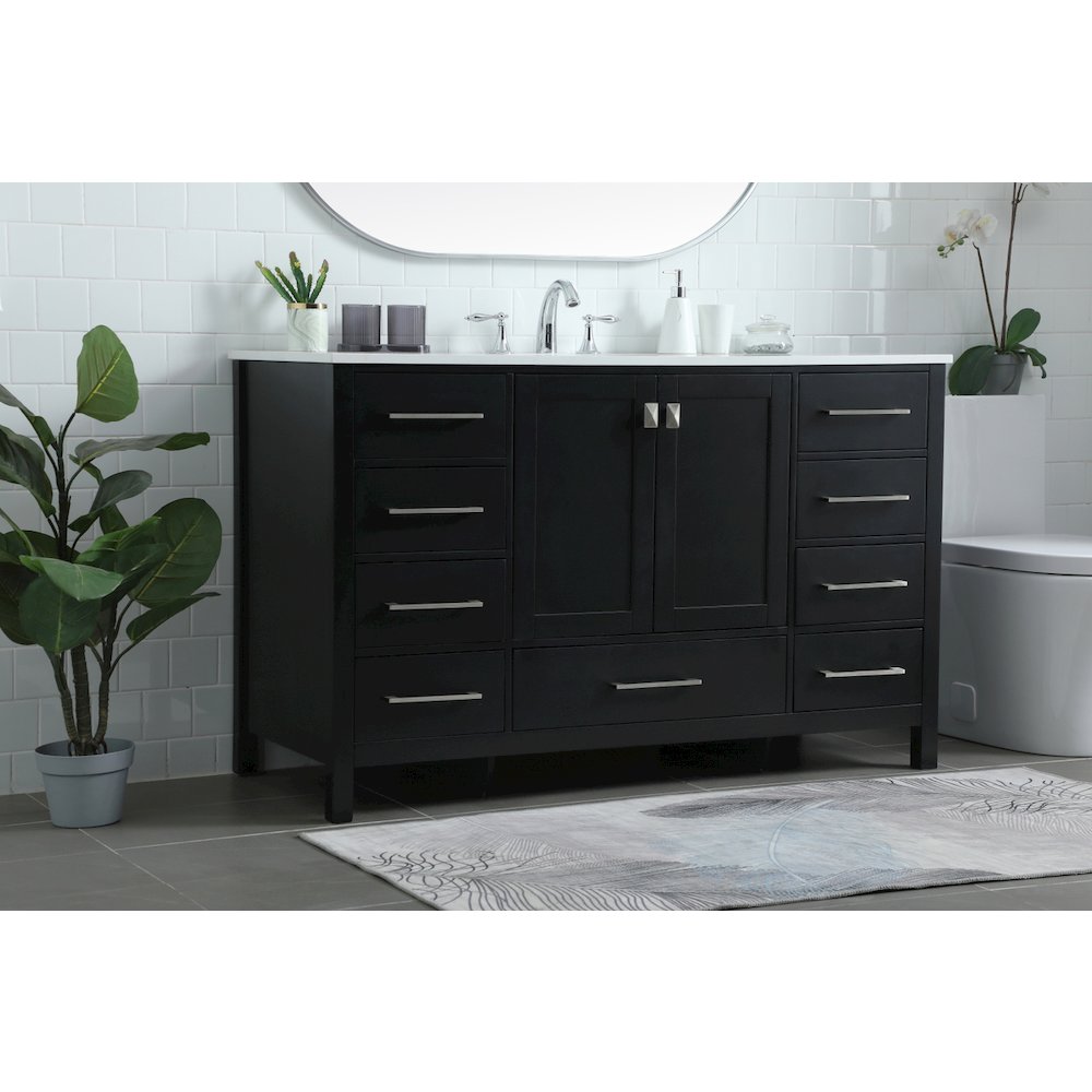 54 Inch SIngle Bathroom Vanity In Black