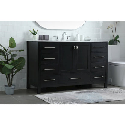 54 Inch SIngle Bathroom Vanity In Black
