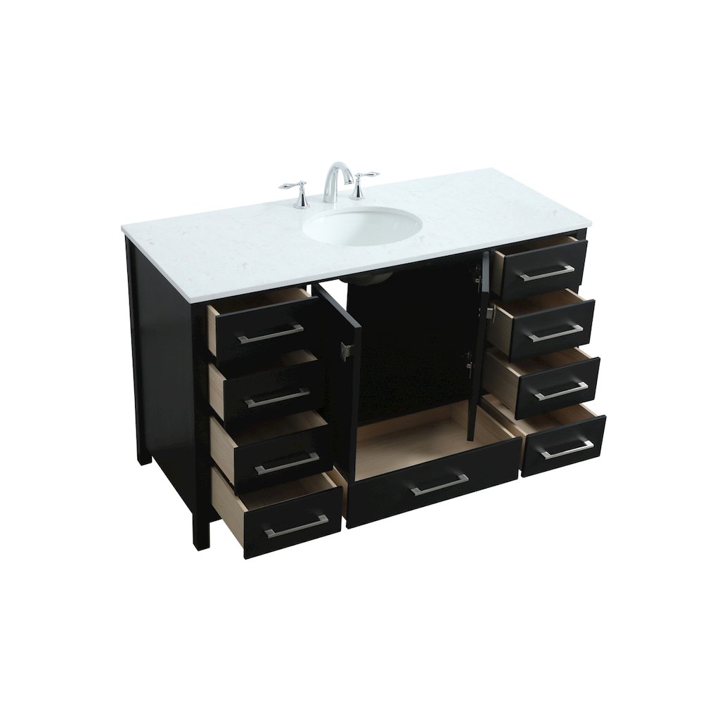54 Inch SIngle Bathroom Vanity In Black