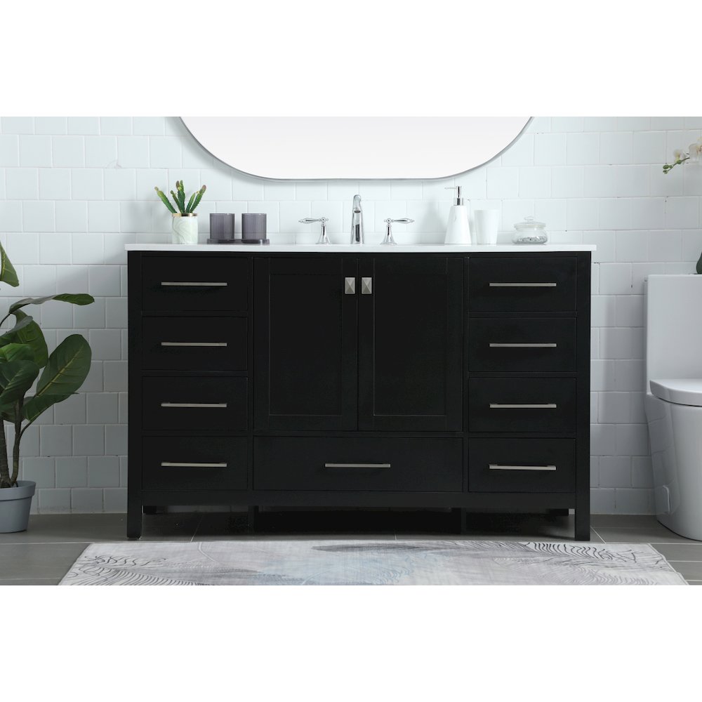 54 Inch SIngle Bathroom Vanity In Black