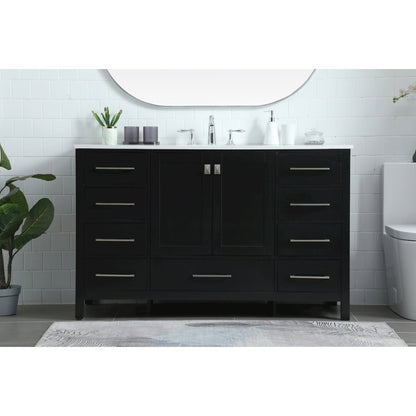 54 Inch SIngle Bathroom Vanity In Black