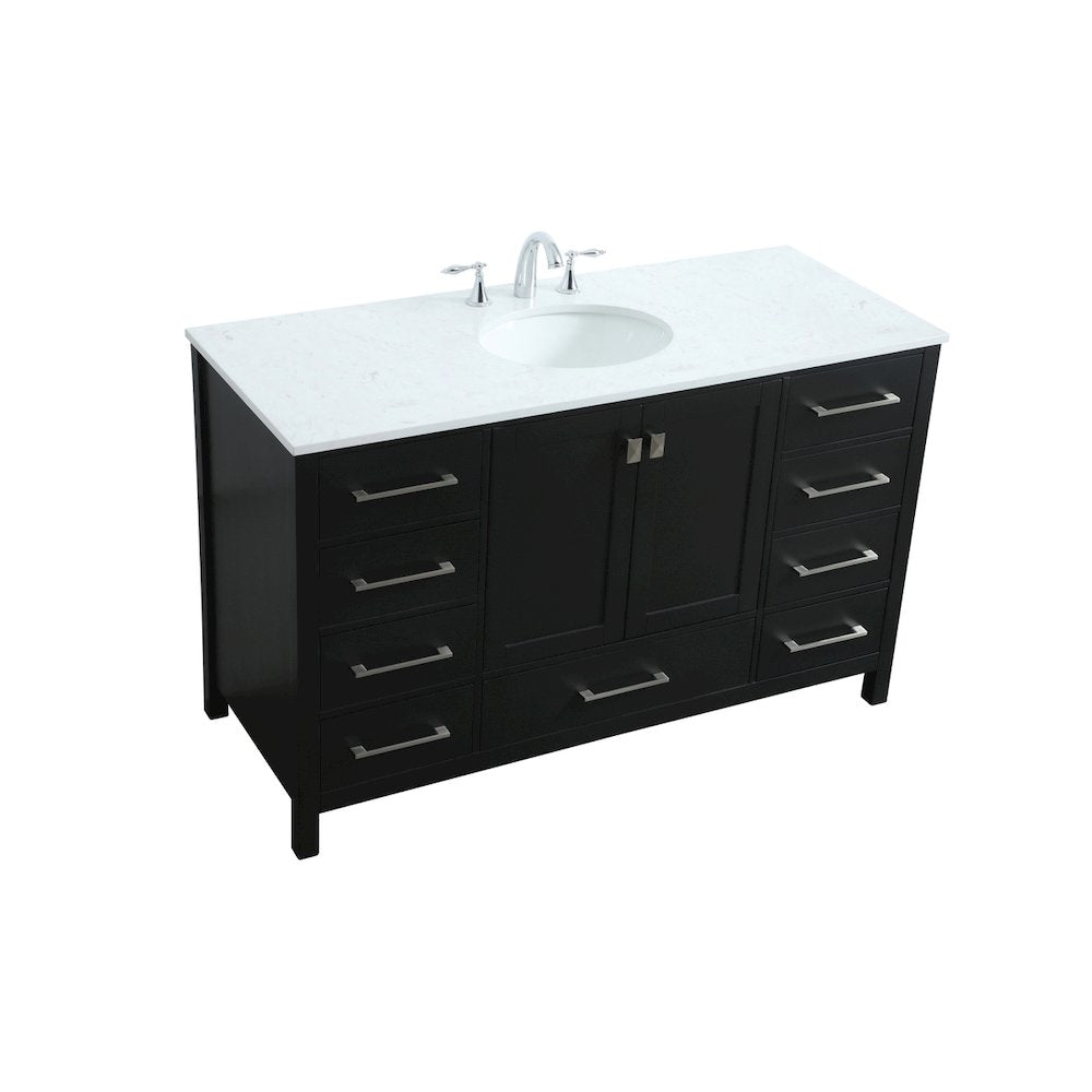 54 Inch SIngle Bathroom Vanity In Black