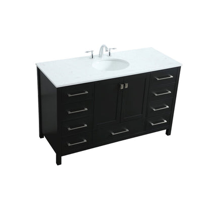 54 Inch SIngle Bathroom Vanity In Black