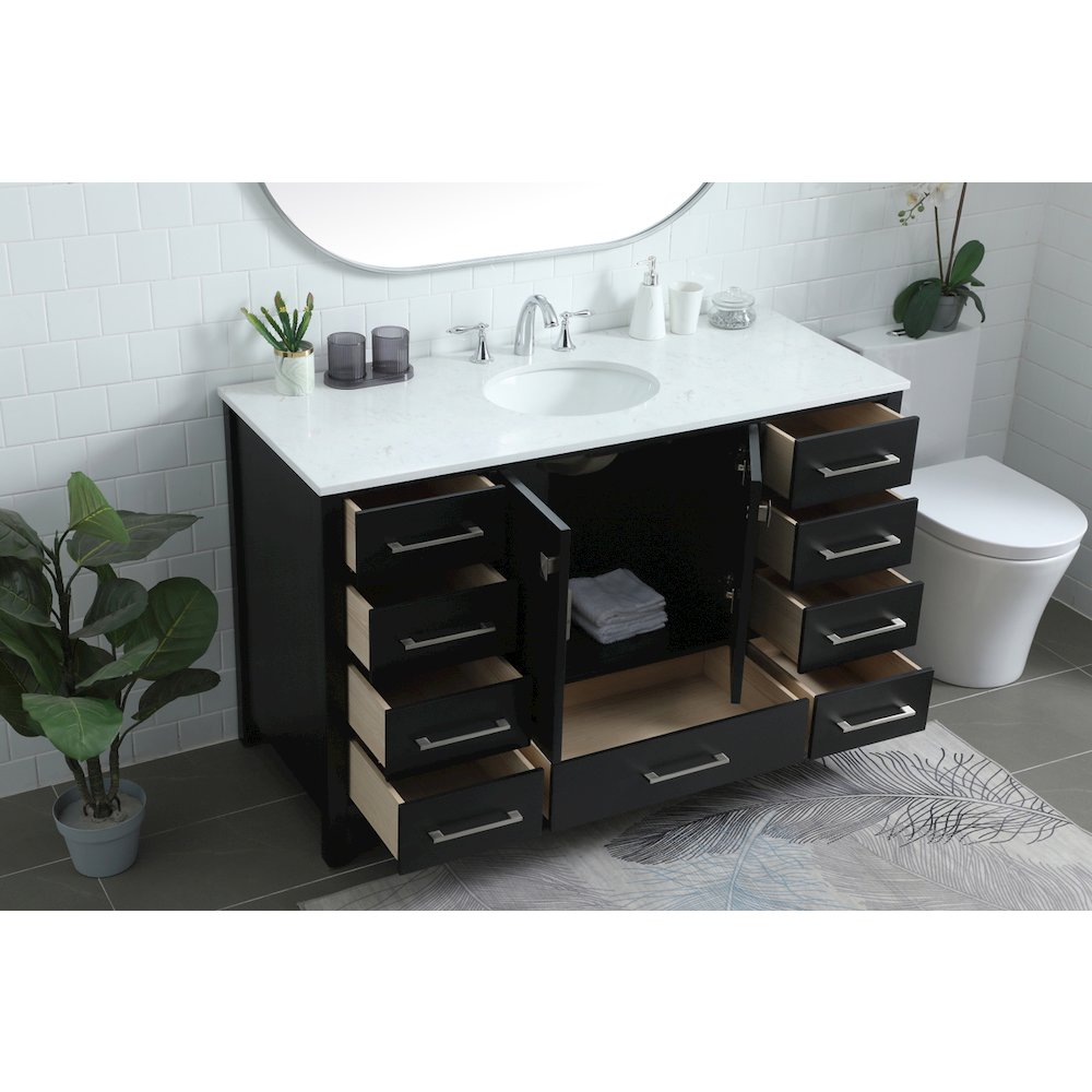 54 Inch SIngle Bathroom Vanity In Black