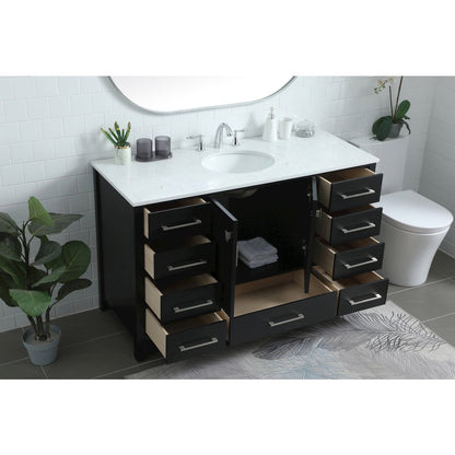 54 Inch SIngle Bathroom Vanity In Black