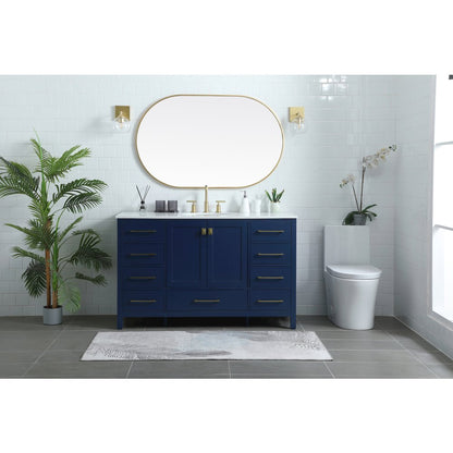 54 Inch SIngle Bathroom Vanity In Blue