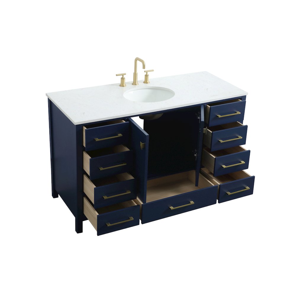 54 Inch SIngle Bathroom Vanity In Blue