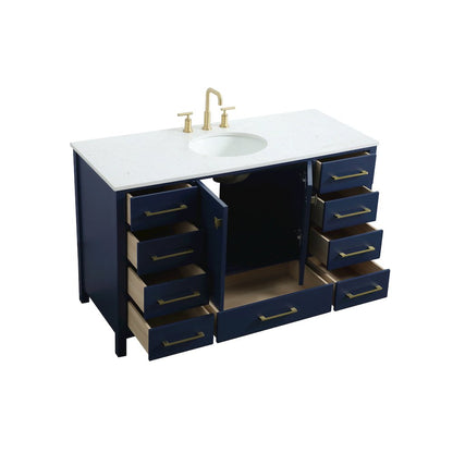 54 Inch SIngle Bathroom Vanity In Blue