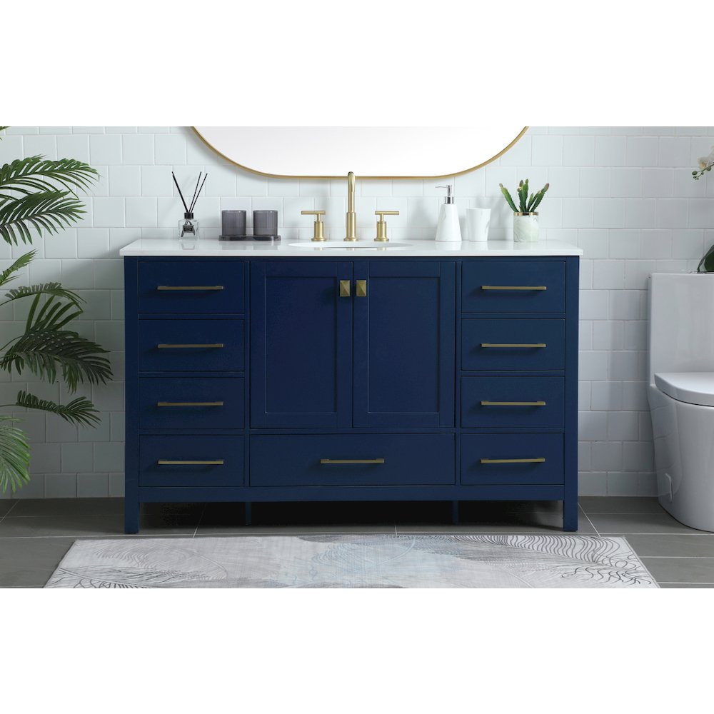 54 Inch SIngle Bathroom Vanity In Blue
