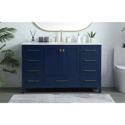 54 Inch SIngle Bathroom Vanity In Blue
