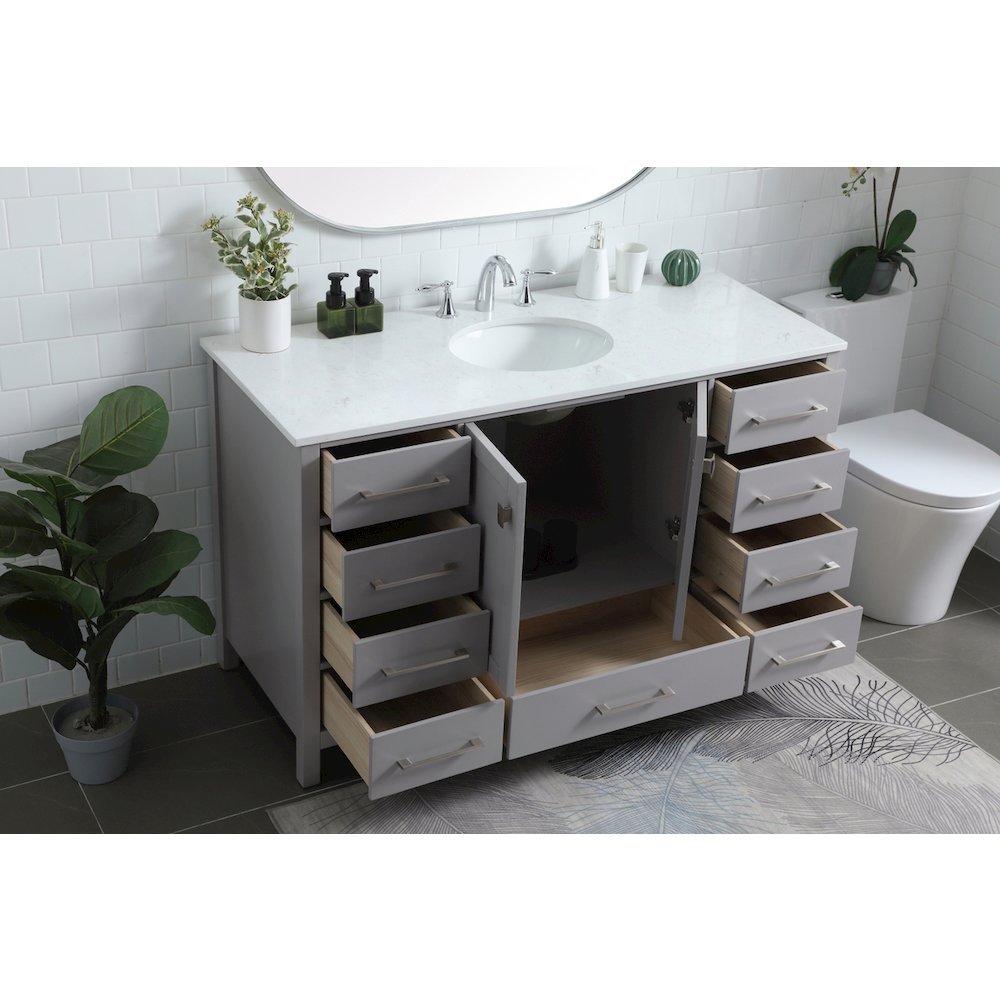 54 Inch SIngle Bathroom Vanity In Grey