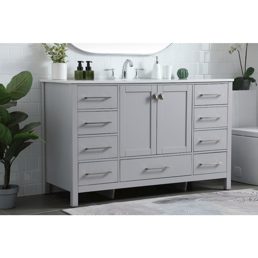 54 Inch SIngle Bathroom Vanity In Grey