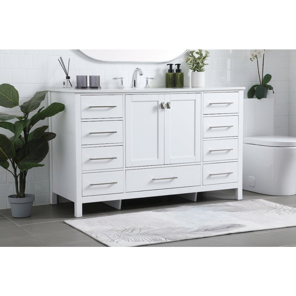 54 Inch SIngle Bathroom Vanity In White