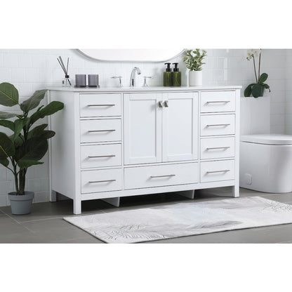 54 Inch SIngle Bathroom Vanity In White