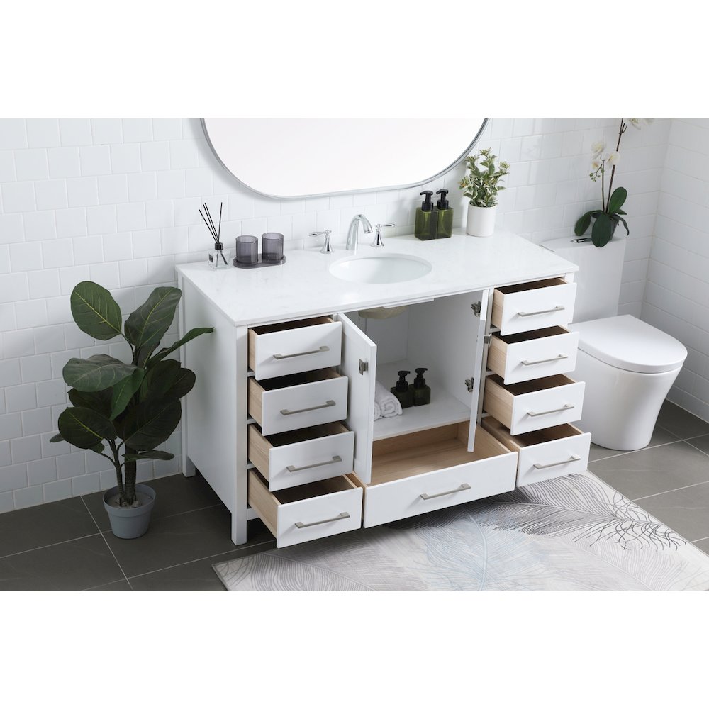 54 Inch SIngle Bathroom Vanity In White