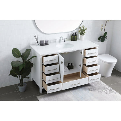 54 Inch SIngle Bathroom Vanity In White
