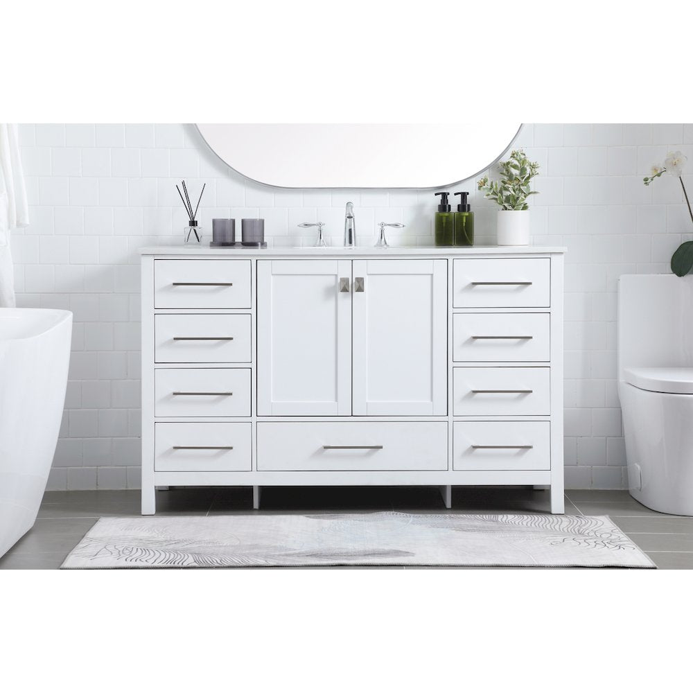 54 Inch SIngle Bathroom Vanity In White