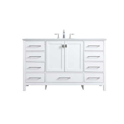54 Inch SIngle Bathroom Vanity In White