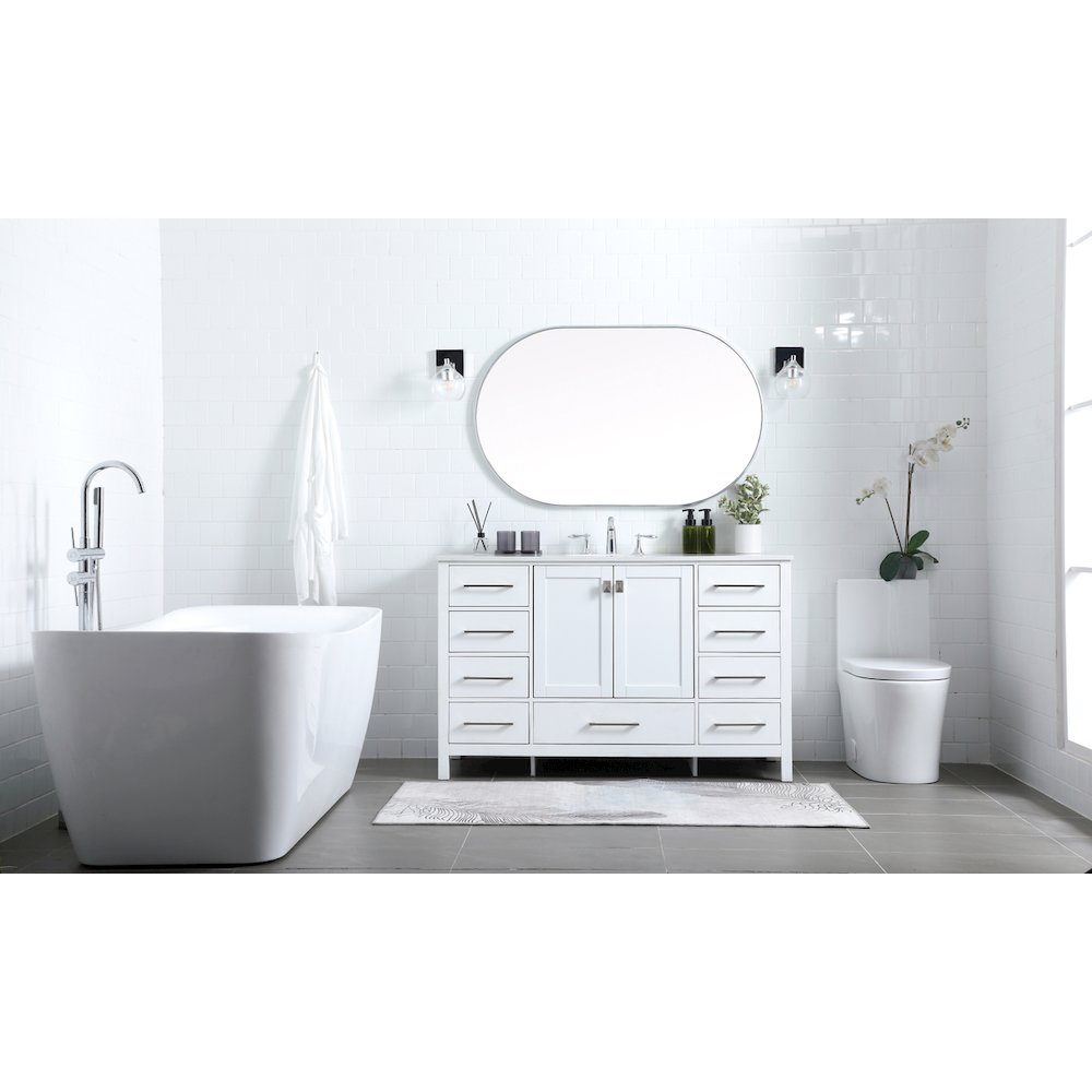 54 Inch SIngle Bathroom Vanity In White
