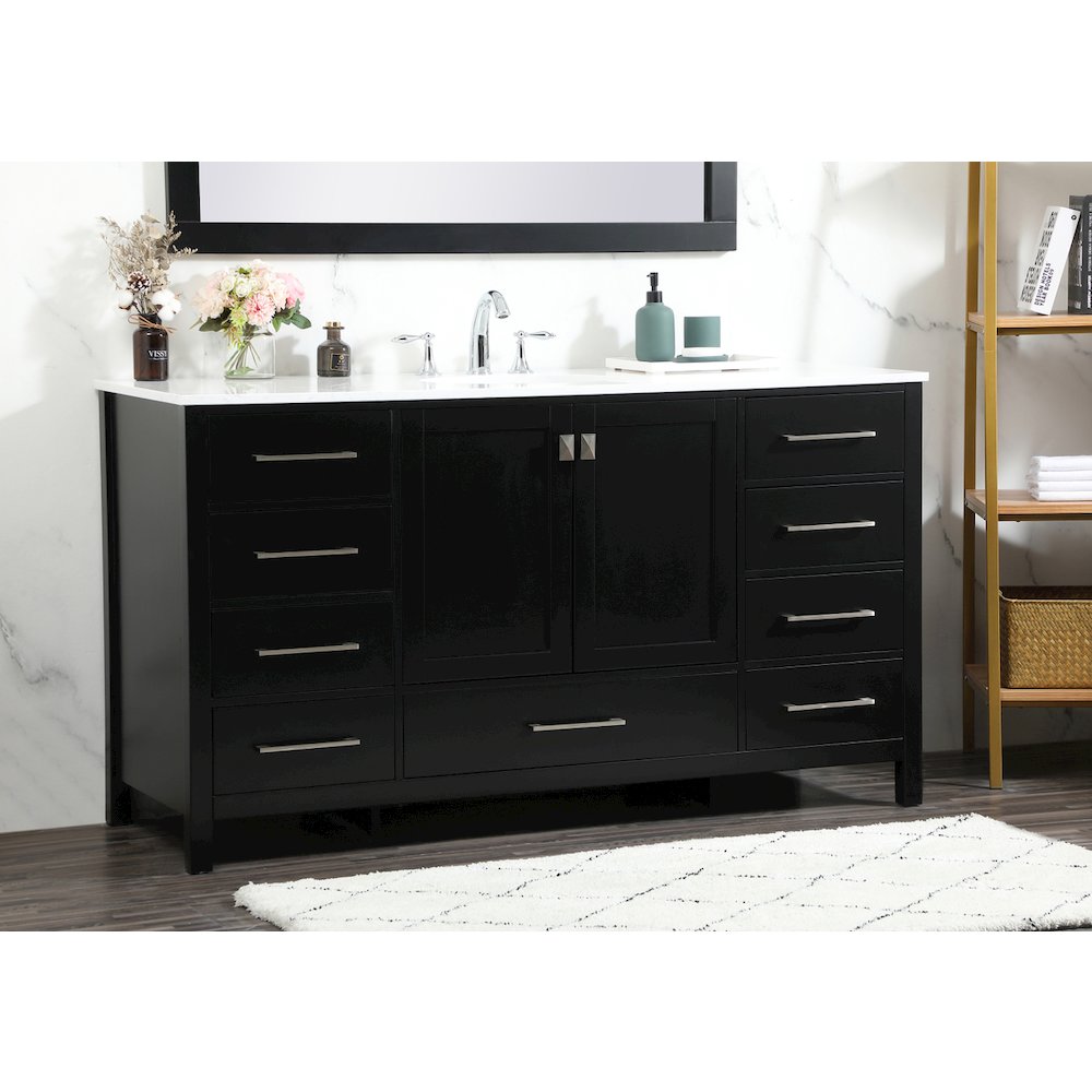 60 inch Single bathroom vanity in black