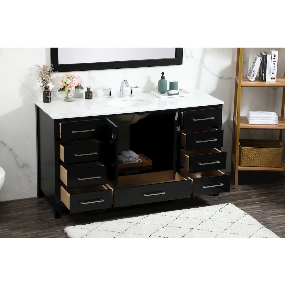 60 inch Single bathroom vanity in black