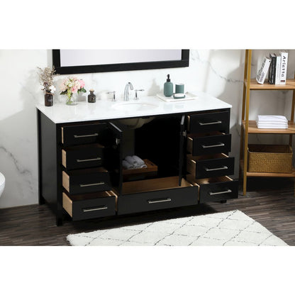 60 inch Single bathroom vanity in black