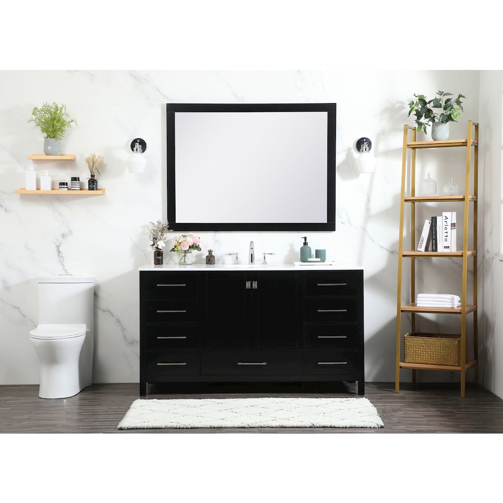 60 inch Single bathroom vanity in black