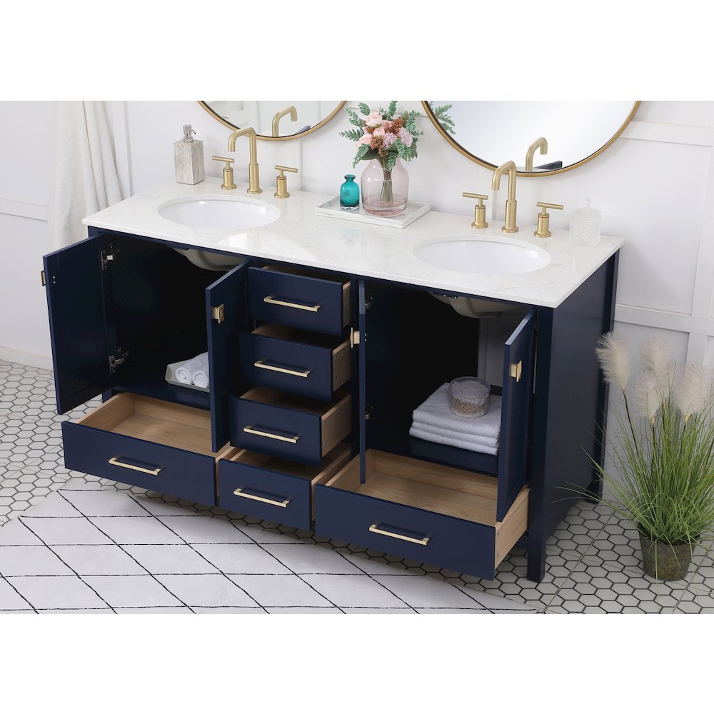 60 inch Double Bathroom Vanity in Blue