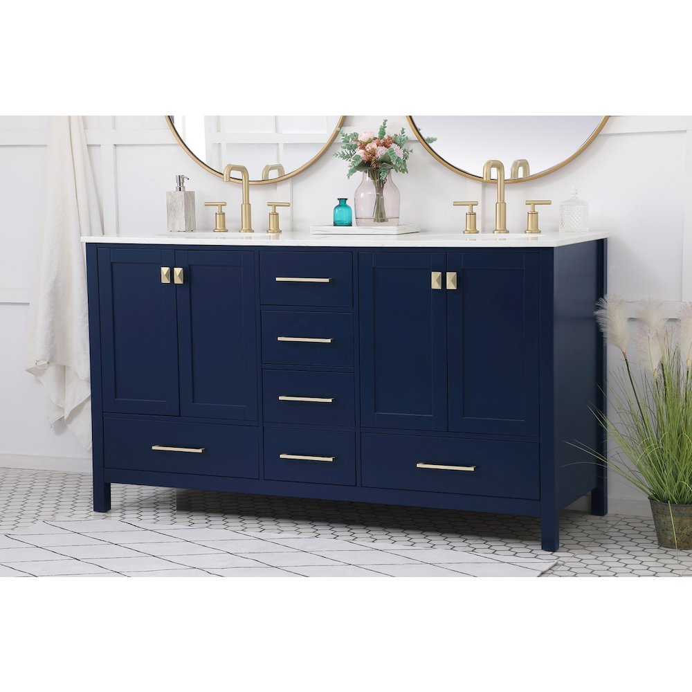 60 inch Double Bathroom Vanity in Blue