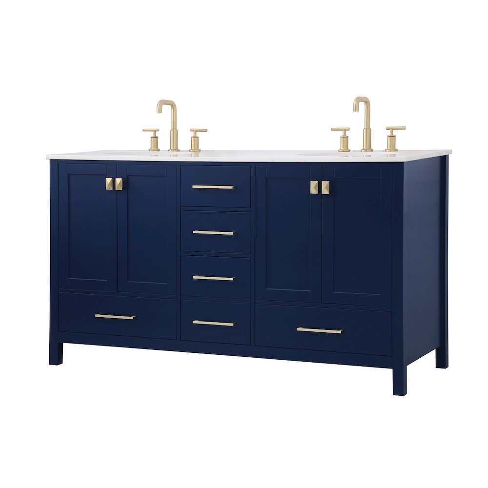 60 inch Double Bathroom Vanity in Blue