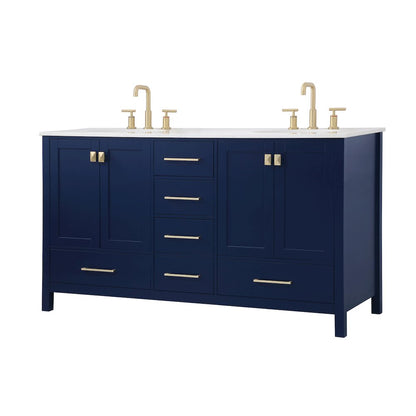 60 inch Double Bathroom Vanity in Blue