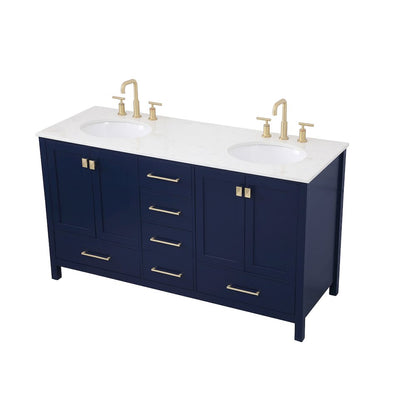 60 inch Double Bathroom Vanity in Blue