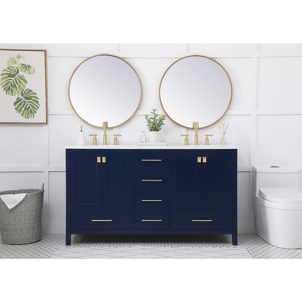 60 inch Double Bathroom Vanity in Blue