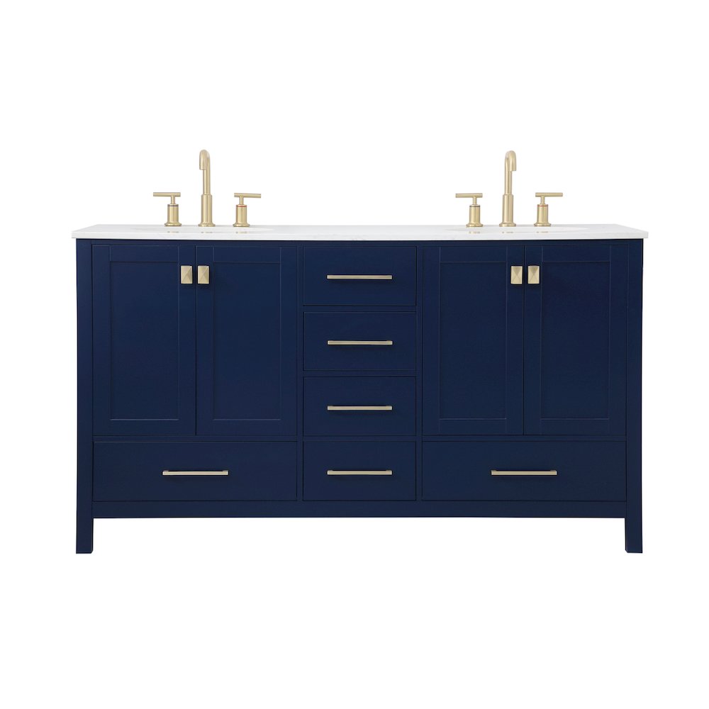 60 inch Double Bathroom Vanity in Blue