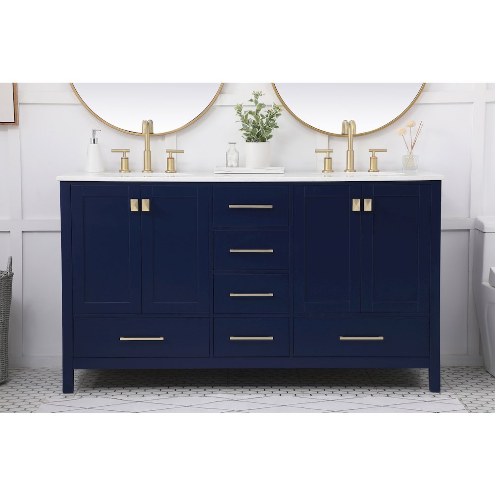 60 inch Double Bathroom Vanity in Blue