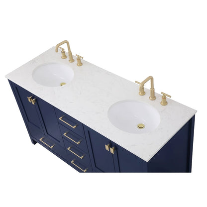 60 inch Double Bathroom Vanity in Blue