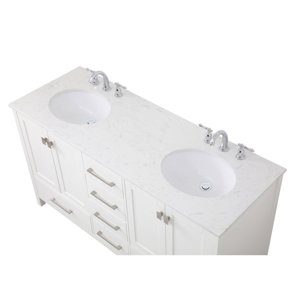 60 inch Double Bathroom Vanity in White