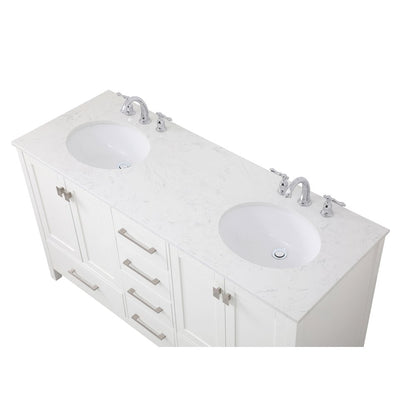 60 inch Double Bathroom Vanity in White