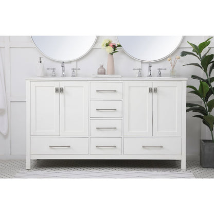 60 inch Double Bathroom Vanity in White
