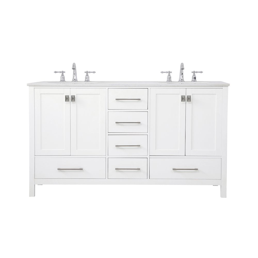 60 inch Double Bathroom Vanity in White