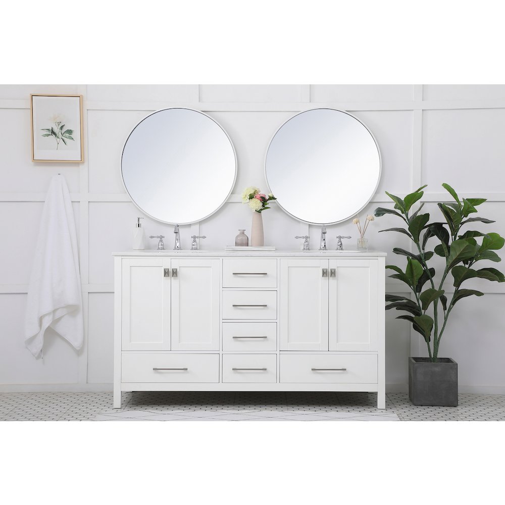60 inch Double Bathroom Vanity in White