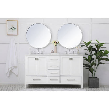 60 inch Double Bathroom Vanity in White