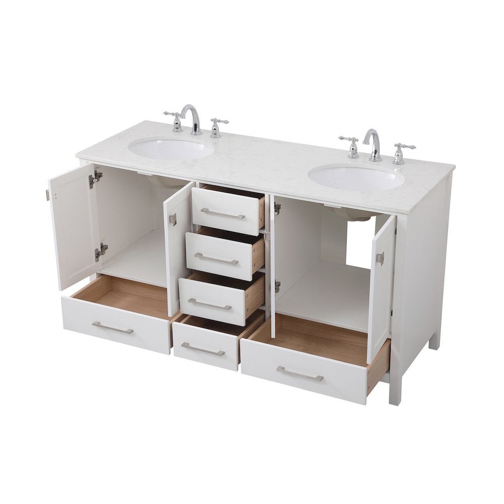 60 inch Double Bathroom Vanity in White